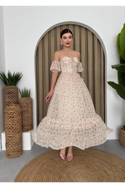 conconmoda Alessa Midi Chiffon Dress - Gloped and Lined