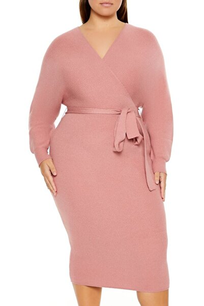 Forever 21 Plus Size Kruvaze Yaka Elbise