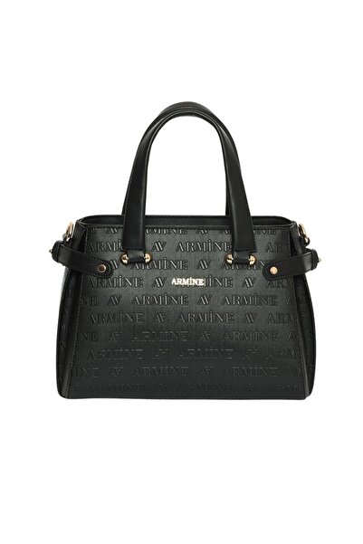 Armine Modern Lazer Printed Practical Women's Shoulder Bag Black