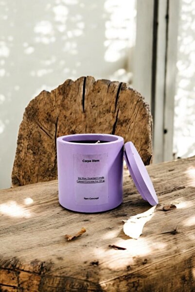 Tiem Concept Dekoratif Lavanta Kokulu Lila Renkli Beton Saksılı Ve Kapaklı So...