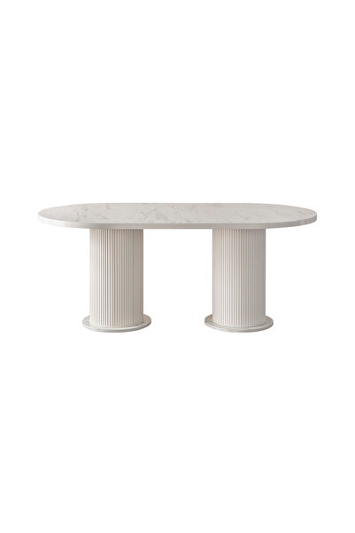 EDSY HOME Mermer Desen Oval Masa ( Ayaklar Plastik )