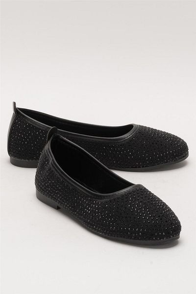 Liger Black Kobi Stone Detailed Ballerina Shoes