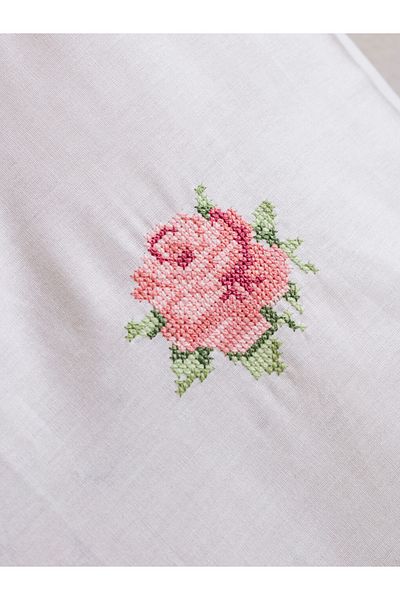 LC Waikiki Set cuvertură dublă cu broderie florală în relief alb 100% bumbac Ranforce