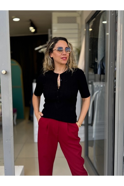 Dilvin Bisiklet Yaka Fitilli İnce Triko Bluz