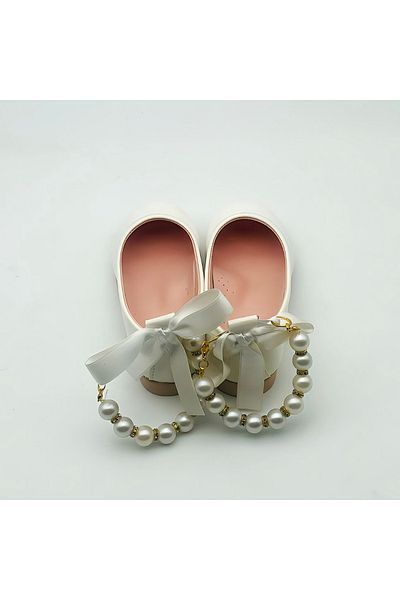 Arçın Shoes White Girls' Ballerinas with Pearl Detail – Special Design for Princesses