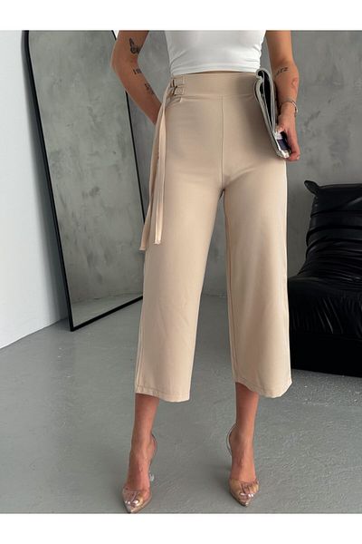 Zula Moda Γυναικείο υφασμάτινο φαρδύ παντελόνι Capri