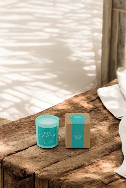 Tiem Concept %100 Aromaterapi Soya Mum Yeşil Çay Kokulu Mint Yeşil Renkli Kut...