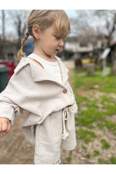 Balerinikizler Baby&Kids Oversize Jacket and Shorts Linen Suit