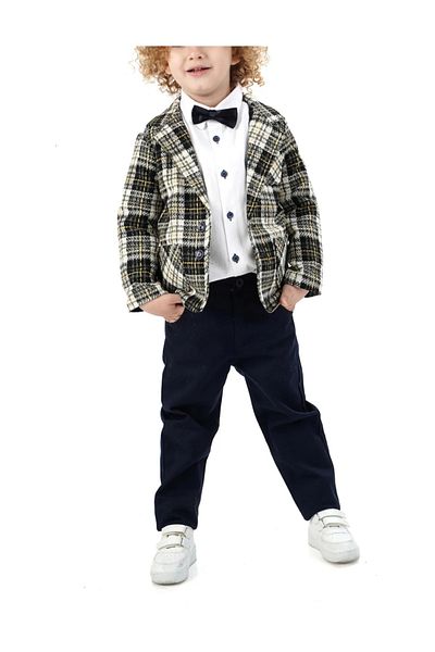 zeykid 4Pcs Suit for Boys Shirt-Bowtie-Jacket-Pants