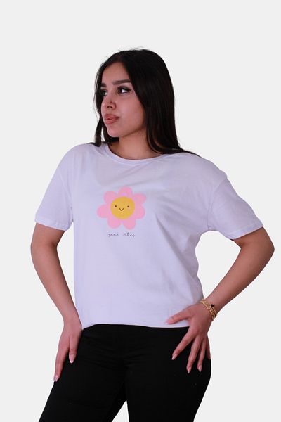 trender Tricou alb pentru femei cu imprimeu Good Vibes