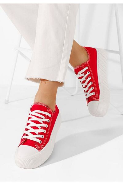 B T Shoes Alisson red platform sneakers