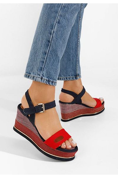 B T Shoes Vivify red platform sandals