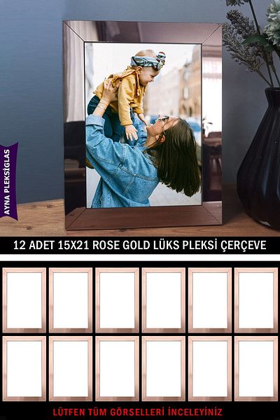 yhfoto 12 Pieces 15x21 A5 Rose Gold Mirror Plexiglass Frame - Luxury Plexiglass Frame