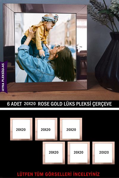 yhfoto Rose Gold Ayvan Pleksee 6 Pcs - Luxury Plexiglass Square Frame