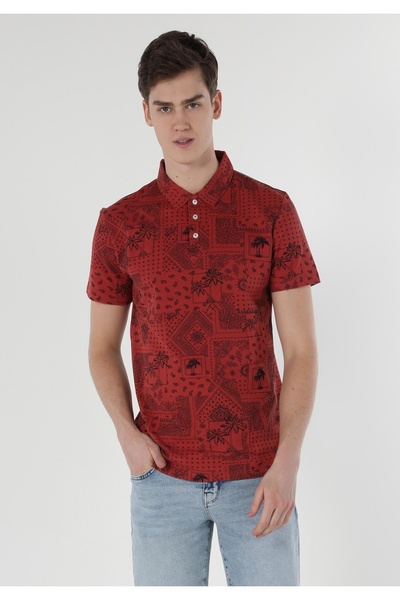 Colin's Регулярний крій, поло-комір, принт, чоловічий, коричневий, короткий рукав, футболка