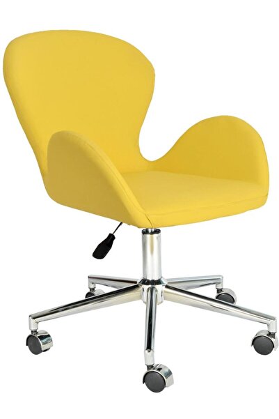 Bürocci Roberta Metal Ayaklı Çalışma Koltuğu-sarı Deri-2069a0113