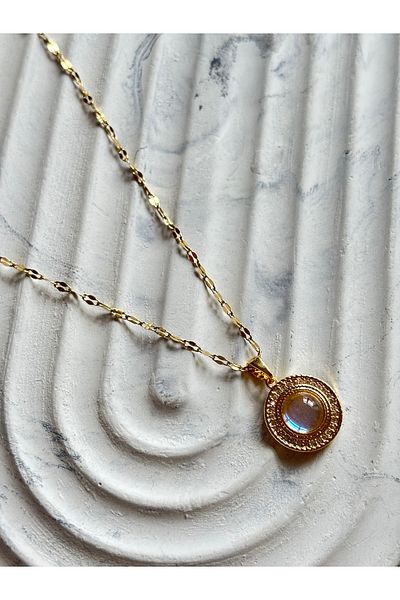 Staınless Moon Star Steel Necklace