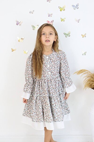 ARBİ kids Стилен, удобен, памучен, плетен празничен костюм с флорални мотиви за момиче