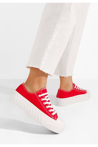 B T Shoes Alisson red platform sneakers