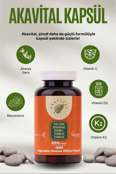 AKAVİTAL Akavital 110 Capsules (Drcaps) by Reyhan Aliusta - Prebiotic Supplement Containing Acacia Gum