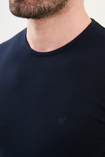 Mcr Plain Super Slim Fit Crew Neck Basic Men's T-Shirt Dark Navy - 36362.17Y
