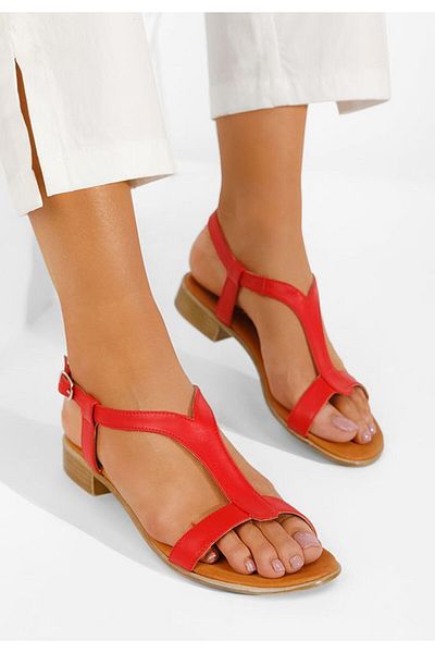 B T Shoes Women's red Nocella leather sandals