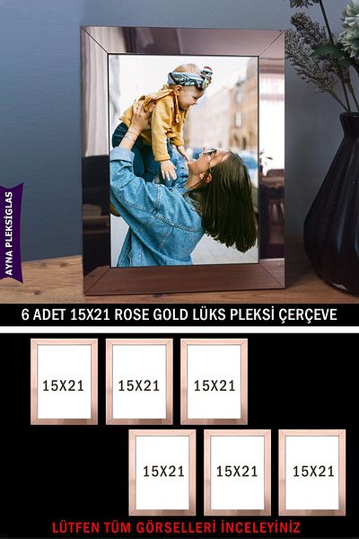 yhfoto 6 Pieces 15x21 A5 Rose Gold Mirror Plexiglass Frame - Luxury Plexiglass Frame