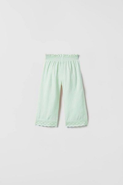 Next Baby Little Twins Cotton Mint Green Laced Linen Short Sleeve Bottom Top Set