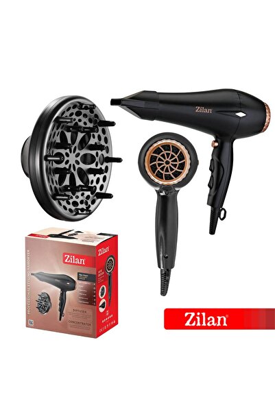 Zilan Στεγνωτήρας μαλλιών ZLN-1239, 2200 W, 3 βήματα θερμοκρασίας, 3 ταχύτητες, συμπυκνωτής, διαχύτης, μαύρο