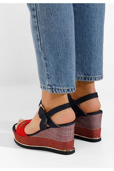B T Shoes Vivify red platform sandals