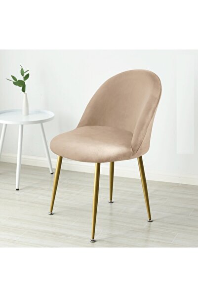 Choice Khaki 1Pc Duckbill Chair Cover Velvet Curved Back Dining Chair Covers ...