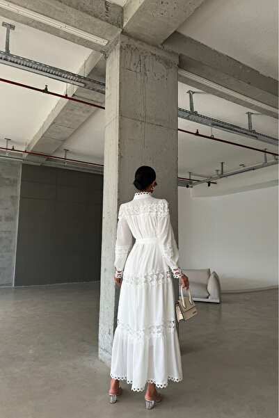 Neşeli Butik rochie lungă de damă cu design detaliat din dantelă NBMS42110