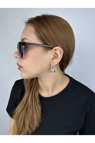 Neon Takı by Atalay Hanging Column Model Outfit 175 with Zircon Stone Xo Figures and Sensibility Tag Silver Color
