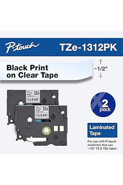 mivento Sister Original P-Touch Tze-1312Pk Tape, 1/2"(0.47") Standard Laminated P-Touch Tape, Clear, Sealed
