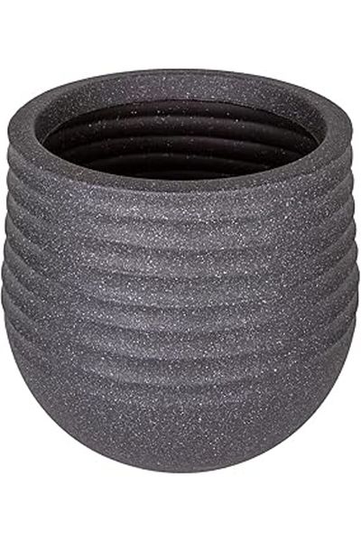 Mu Art Ahşap Herdekora Oval Indoor and Outdoor Flower Pot Black Small Size 30X30X27,5 Cm.
