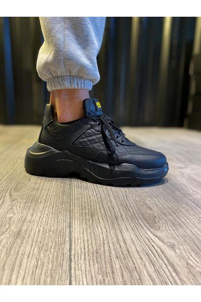Knack Pantof casual cu talpă înaltă N75 matlasat negru (talpă neagră)