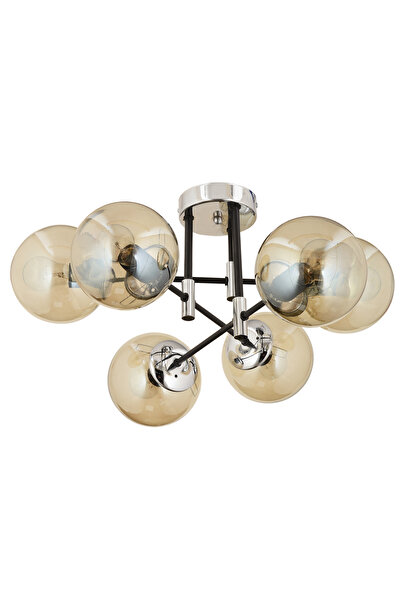 Apliqa Plafonieara HubRom, MARAL 3548-06-CH 70x35 cm 6xE27-60W Negru / Crom