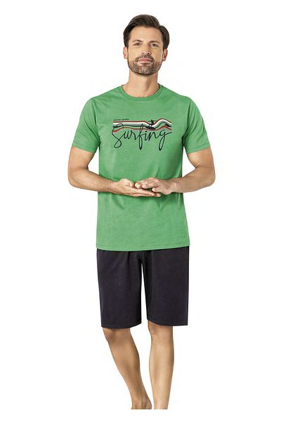 Pierre Cardin Men's Green Short Sleeve Printed Shorts Clothing Set