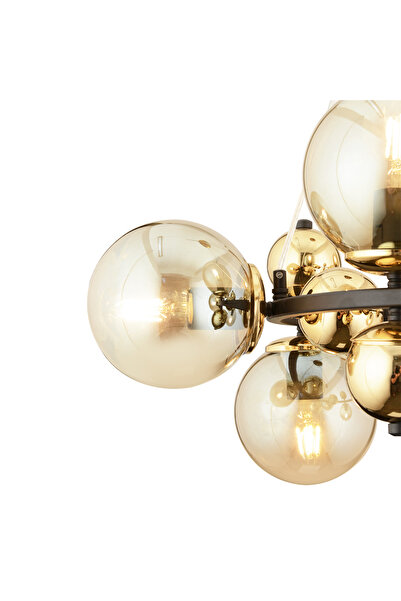 Apliqa Lustra HubRom, LORENTO 3825-07-BL-GD 70x75 cm 8xE27-60W Negru / Auriu