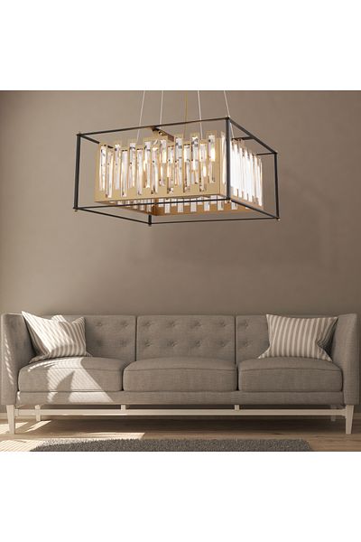 Apliqa Lustra Cristal HubRom, ADRAN 3916-06-BL-FR 56x100 cm 6xE14-40W Negru /Antiq