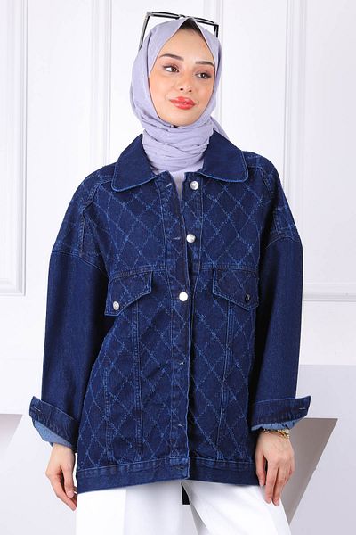İmajButik Μπουφάν τζιν Navy Blue Laser Cut