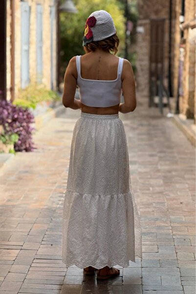 Nevin Kaya Moda White Guipure Skirt