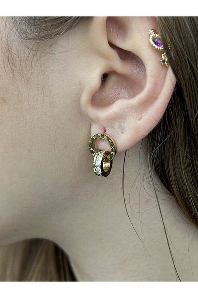 Neon Takı by Atalay Tiff Model Zircon Stone Earrings, Sensibility and Inoxidable