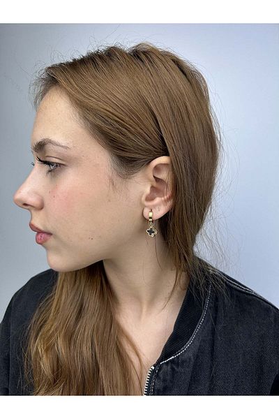 Neon Takı by Atalay Receptivity Tag Van, Stainless Steel Earrings 399, Gold Case and Black-And-White Figures