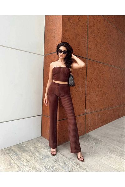 cottonage Women's Çimalı Striped Bottom Top Set