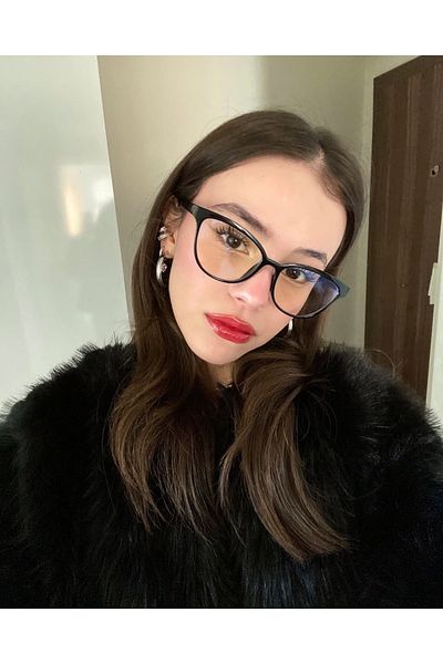 LOOKUP Blue Light Protection Glasses Cat Eye Optical Compatible (Transparent Glass Can Be Changed) 50 Ekartman Display Glasses