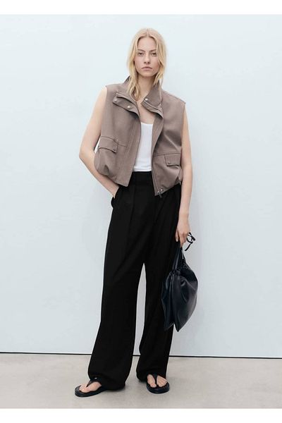 MANGO Woman Wideleg pants with pens