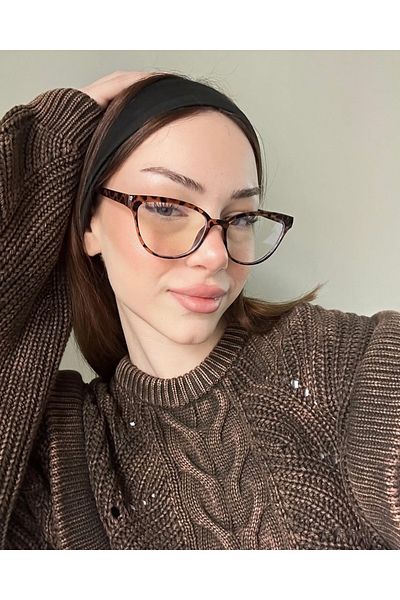 LOOKUP Blue Light Protection Glasses Cat Eye Optical Compatible (Transparent Glass Can Be Changed) 50 Ekartman Display Glasses