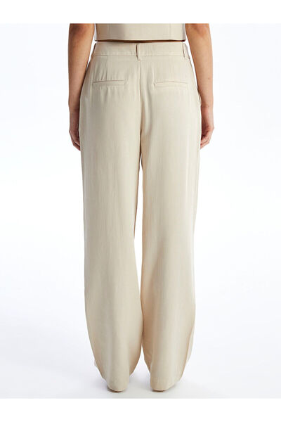 LC Waikiki Vizyon New Season Loose Fit Straight Linen Blend Women's Trousers
