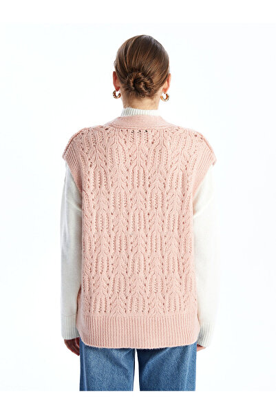 LC Waikiki V-Neck Self-Patterned Women's Knitwear Vest